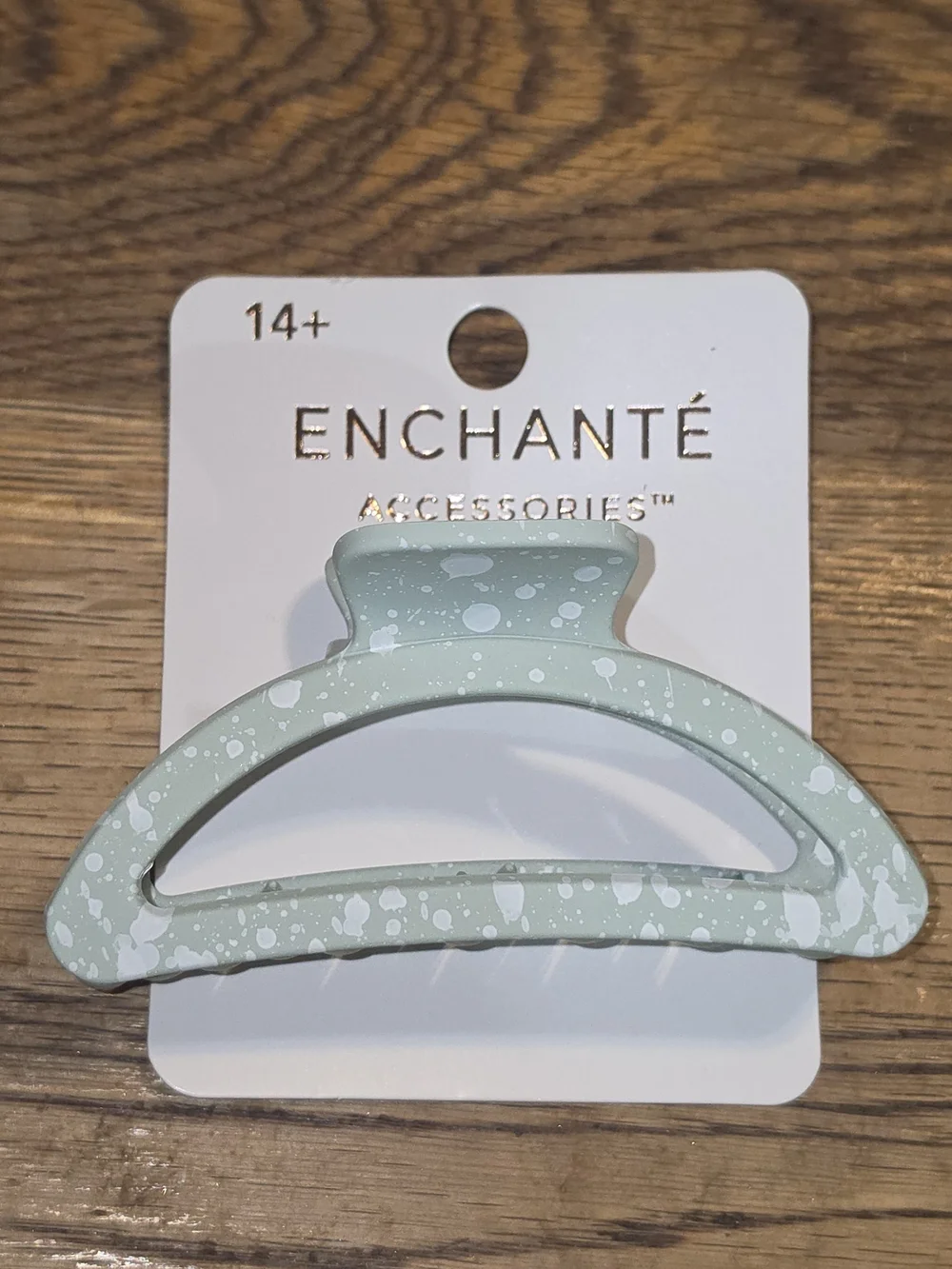 Enchante Mint Green With White Splatter Hair Claw Clip BNIB
